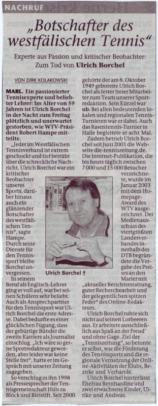 Nachruf Ulrich Borchel